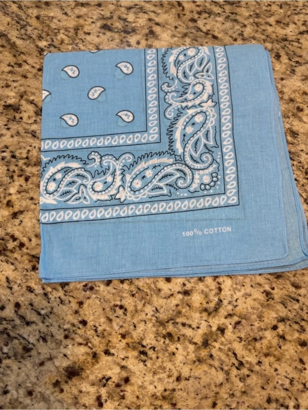 Light Blue Paisley Bandana Scarf 22x22 in